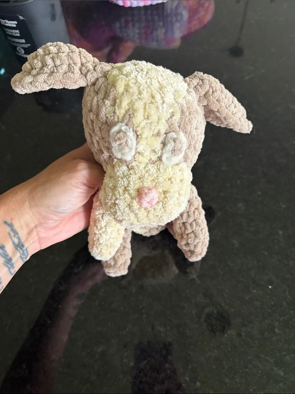 Plush Small Pet Toy - Soft Cream & Tan Dog Plush